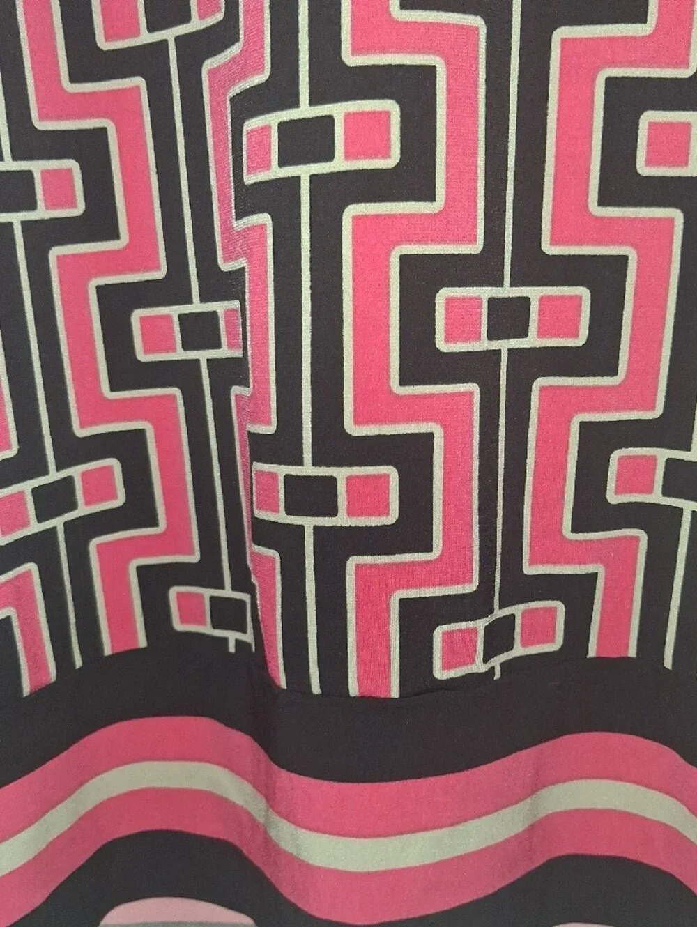 Michael Kors Pink & Black Geometric Zip-Back Long Sleeve Dress